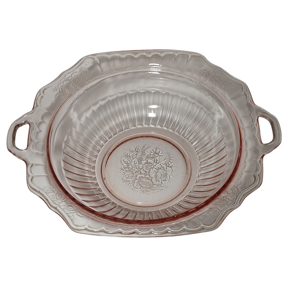 Vintage Anchor Hocking Serving Bowl Mayfair‎ Open Rose Pink Depression Glass